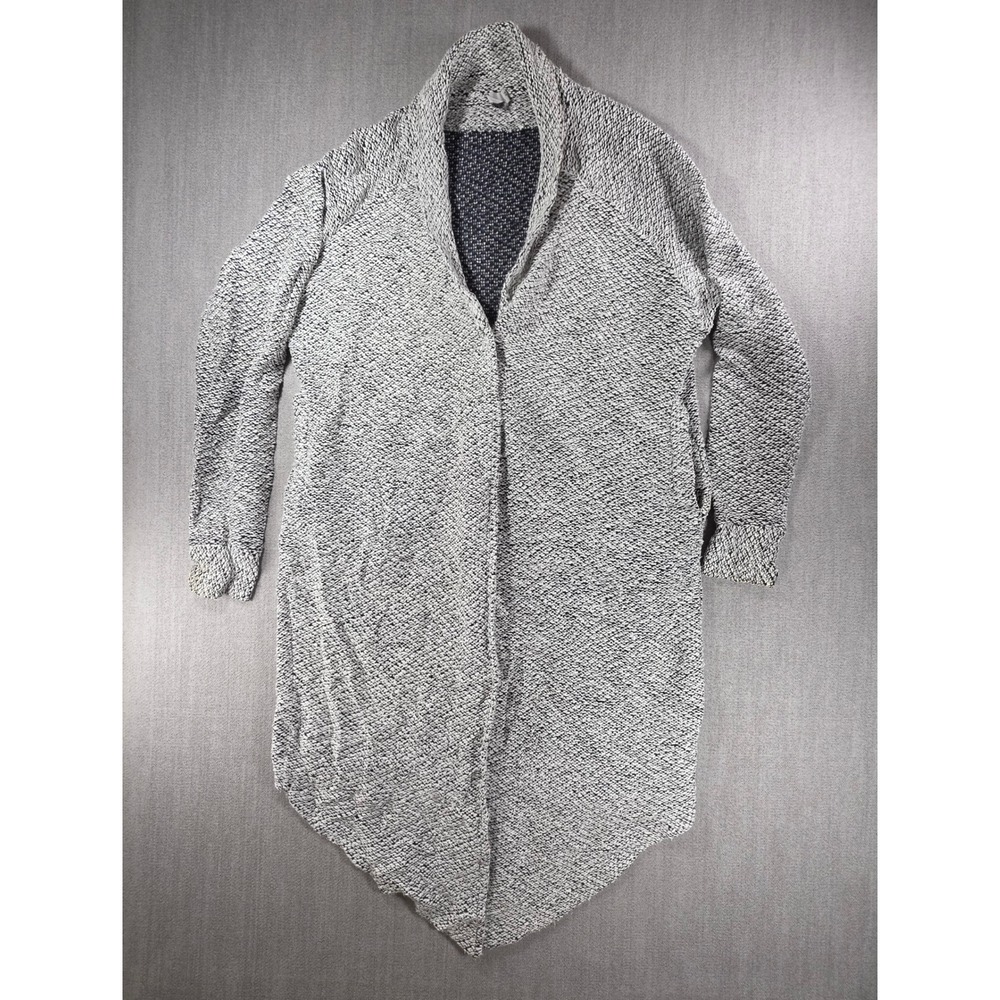 ASOS Cardigan Women Size 6 Black White Longline Shawl Collar Sharkbite‎ Hem Knit